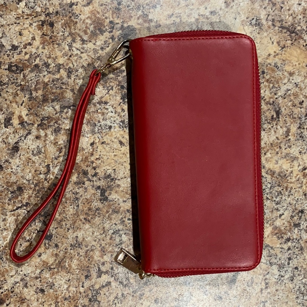 Red Accordion Wallet with Wrist Strap